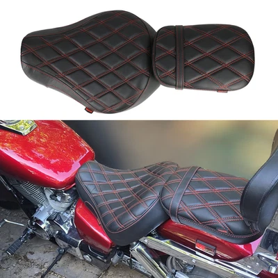 2-Up Seat For Honda Shadow Aero VT750C 2004-2023 2024 Red Diamond Cushion US Foto 1 de 4