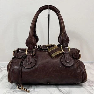 chloe paddington handbag Shoulder Bag Dark Brown Leather y2k vintage 20×36×20cm - Picture 1 of 10