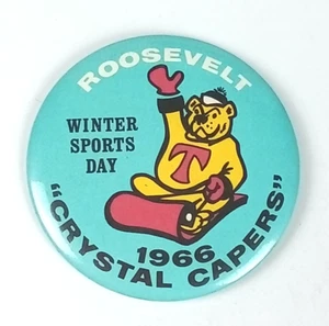 Roosevelt 1966 Crystal Capers Logo Pinback Button - Picture 1 of 4