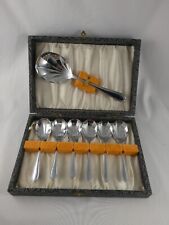Vintage Shell Shape Fruit Spoons Set Ascot Plate Rd860672 Boxed 1950's