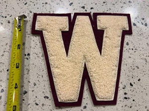 Vintage Letterman Varsity Chenille Patch Letter W Washington State? Crimson Aged - Picture 1 of 4