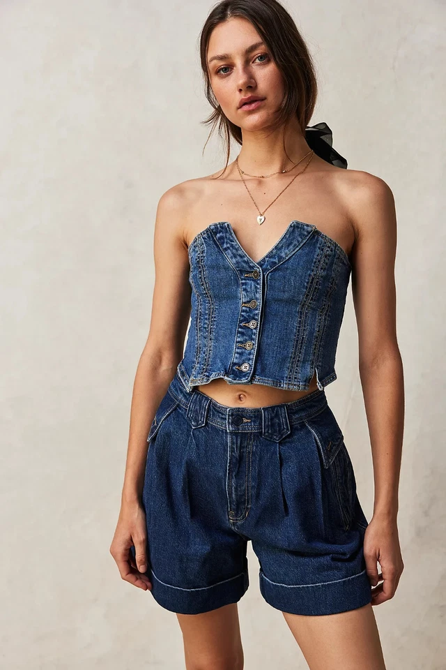 Free People Top Secret Shorts in Blue Size 26 - Image 1 of 4