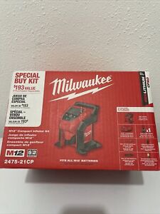 Milwaukee M12 Compact Cordless Inflator Kit W Charger & Battery 2475-21CP New 