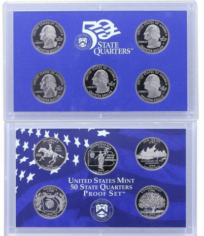 1999 S Proof State Quarter Set  No Box or COA 5 Coins CN-Clad US Mint Set Cover