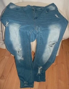 Markenlos Jeans zerrissene Stretch-Röhrenjeans blau helle Waschung gr. 2XL/3XL - Bild 1 von 6