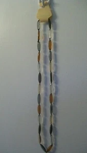 Trovare Long Fashion Necklace; Gray, Tan, Clear Acrylic Beads; Brand NEW on Card - Picture 1 of 12