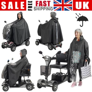 Mobility Scooter Waterproof Rain Coat - Hooded Lightweight Cape Poncho Cover UK - Picture 1 of 10