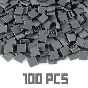 LEGO 3068b BULK DARK BLUISH GREY-2 X 2 FINISHING TILE W/ GROOVE - 100 PIECES NEW - Picture 1 of 3