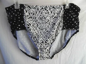 CATALINA TUMMY CONTROL SWIMSUIT BIKINI PANTY WHITE BLACK DOTS 3X 22W 24W  NWT - Picture 1 of 6