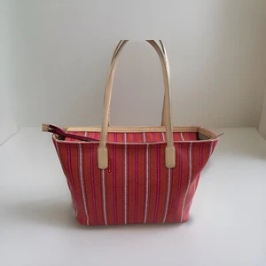 Coach Legacy Weekend Tote Bag  Ticking Stripe PVC Coated Canvas Orange 23108 - Picture 1 of 22