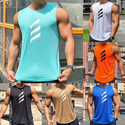 Camiseta sin mangas de entrenamiento para solteros musculares de gimnasio para hombres, camiseta sin mangas para culturismo fitness Foto 1 de 4