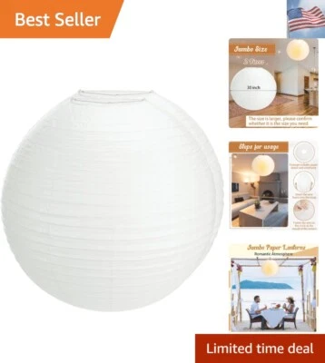 2 Pcs Chinese Paper Lantern 30" Jumbo Round Lantern Lamp Japanese Hanging Bal... - Image 1 of 4