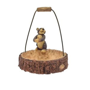 Rustic Candy Dish Nut Bowl w/ Bear Bark Edge & Handle 6.5" Cabin Décor - Picture 1 of 4