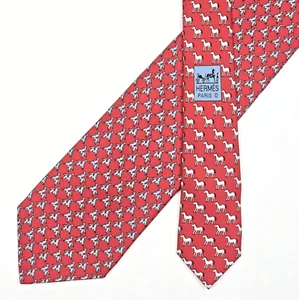 Corbata Hermes Corbata Seda 625747 HA Origami Caballo en Rojo - Imagen 1 de 6