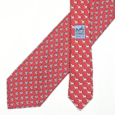 Corbata Hermes Corbata Seda 625747 HA Origami Caballo en Rojo Foto 1 de 4