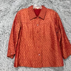 Chaqueta ligera para mujer Erin London S naranja metálica punto suizo manga 3/4 - Imagen 1 de 9