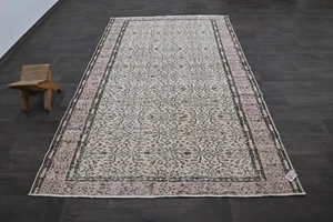 Oushak Turkish Vintage Rug 6x9 Kilim Rug Anatolian Handmade Boho Decor BEIGE - Picture 1 of 10