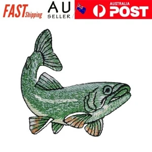 Green Trout Iron on Patch Natural Whole Fish Swim Freshwater 6.5×6.3×0.1cm(1.3g) - Picture 1 of 3