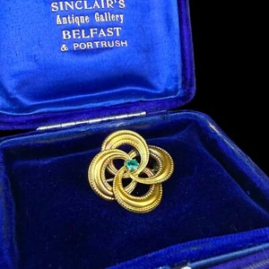 Antique Vintage Nouveau 14k Gold Filled GF Paste Infinity Knot Pin Brooch 2g - Picture 1 of 8