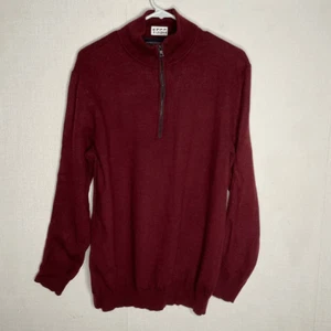 Banana Republic Sweater Mens XL 100% Merino Wool 1/2 Zip Knit Pullover Burgundy - Picture 1 of 8