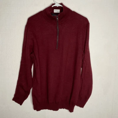 Banana Republic Sweater Mens XL 100% Merino Wool 1/2 Zip Knit Pullover Burgundy - Image 1 of 4