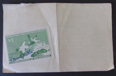 RW24 - 1957 Federal Duck Stamp on Mississippi Hunting License - Image 1 of 2