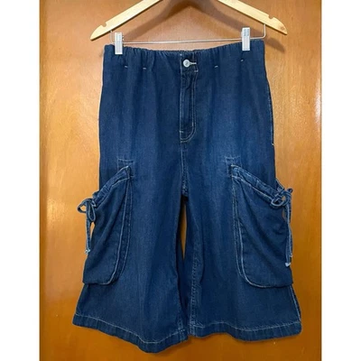 Free People Marty Denim Bermuda Cargo Shorts Atlantic Coast Dark Wash Size XS - Image 1 of 4