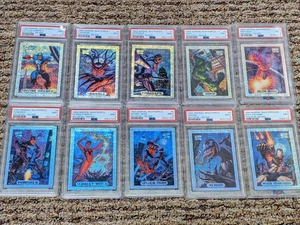 1994 Marvel Masterpieces Holofoil Silver Set of #1-10 ALL PSA 9 MINT CERTIFIED - Picture 1 of 11