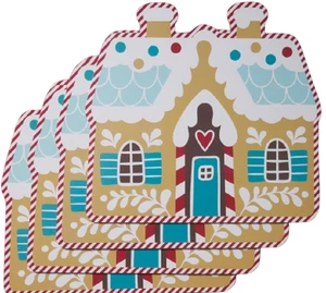 SET OF 4 HARD PLACEMATS W/CORK BACK(15"x16") CHRISTMAS,GINGERBREAD HOUSE,Envogue - Picture 1 of 11