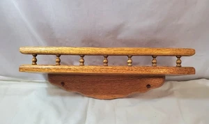 Handmade Solid Oak Wood Wall Shelf w/Spindle Rail 18 "Rustic Country Nice - Picture 1 of 4