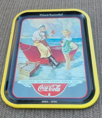 COCA-COLA 1987 50th ANV. SEA CAPTAIN THRU ALL THE YEARS SINCE 1886 METAL TRAY - Image 1 of 2