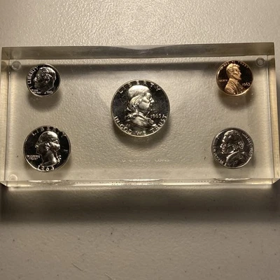 1963 US Proof Set Lucite Paperweight - First National Bank of Chicago - Image 1 of 4
