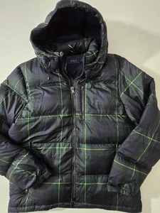 NEW Polo Ralph Lauren Plaid  Down Puffer Jacket Detachable Hood Large NWOT  - Picture 1 of 4