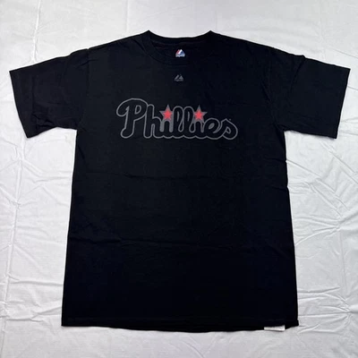 Majestic Phillies MLB Baseball #26 Chase Utley Graphic T Shirt Mens Sz M Black - Image 1 of 4