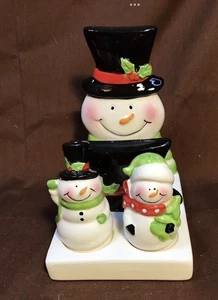 Adorable Snowman Napkin Holder w/ Salt and Pepper Set - Picture 1 of 2