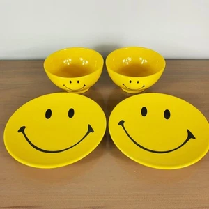 Tazón y platos de sopa de cereal amarillo cara sonriente Waechtersbach Alemania lote de 4 - Imagen 1 de 24