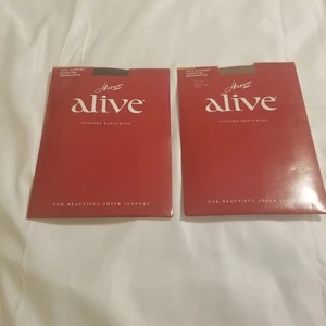 Hanes Alive Support Pantyhose Sz C(2 Pair) Control Top Barely Black/Barely There - Picture 1 of 7