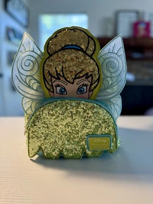 LOUNGEFLY DISNEY TINKERBELL SEQUIN MINI BACKPACK - RARE - NEW W/ TAGS - Image 1 of 4