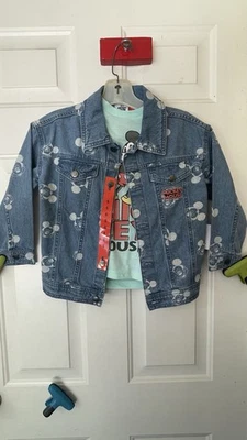 Niño Niña Disney MICKEY MOUSE 2 Piezas Denim Chaqueta y Camiseta Verde Niño Talla 6 Nuevo Foto 1 de 4