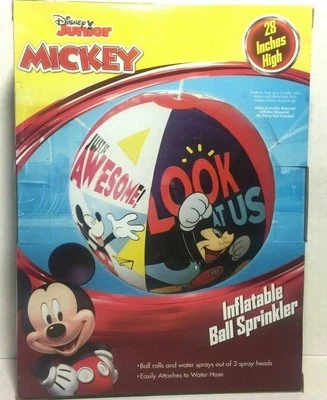 Disney Mickey Mouse Inflatable Ball Sprinkler 28" High Attach to Water Hose NEW - Image 1 of 4