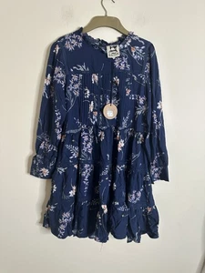 Jaase blaues Midikleid mit Blumenmuster Gr. XS `geblümt Stufen gerafft fließend Boho - Bild 1 von 10