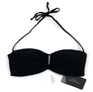 ZARA Padded Bandeau Strapless / Halterneck Bikini Top Medium UK 10 BLACK BNWT - Picture 1 of 3