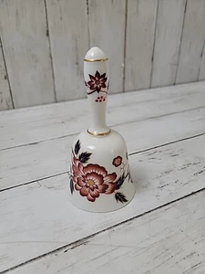 Crown Staffordshire Bone China Bell White W/ Red & Blue Flowers Danbury Mint - Picture 1 of 9