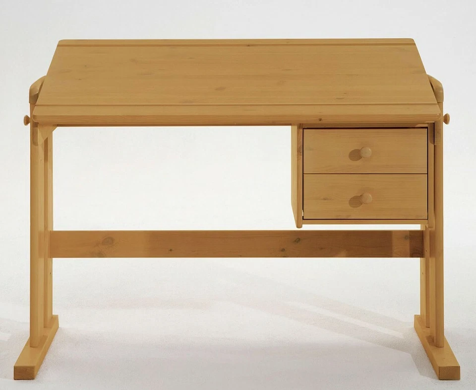Massivholz Kinder-Schreibtisch höhenverstellbar holz Kiefer massiv gelaugt geölt - Bild 1 von 1