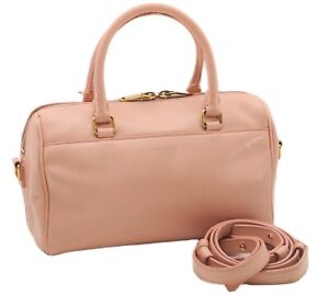 Authentic SAINT LAURENT Baby Duffle 2Way Hand Bag Leather 330958 Pink 6759F