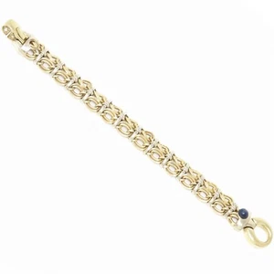 NYJEWEL 14k Two Tone Gold Italy Sapphire 15mm Wide Bracelet 7" - Picture 1 of 5