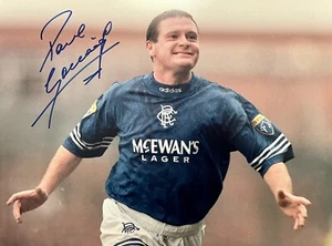 Paul Gascoigne HAND SIGNED 20x16 HUGE Glasgow Rangers Photograph IN PERSON COA - Picture 1 of 1