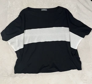 Alembika schwarz weiß Color Block Dolman Kurzarm Tunika Damen Größe Medium - Bild 1 von 10