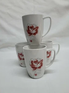 Set of 4 Corelle Coordinates "BLUSHING ROSE" 12oz Porcelain Square Mugs - Picture 1 of 8
