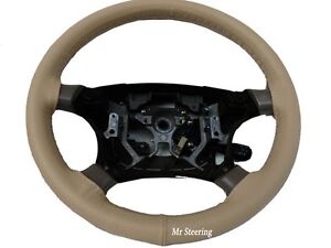 FITS FORD MUSTANG 4 GENUINE BEIGE ITALIAN LEATHER STEERING WHEEL COVER 1994-2004
